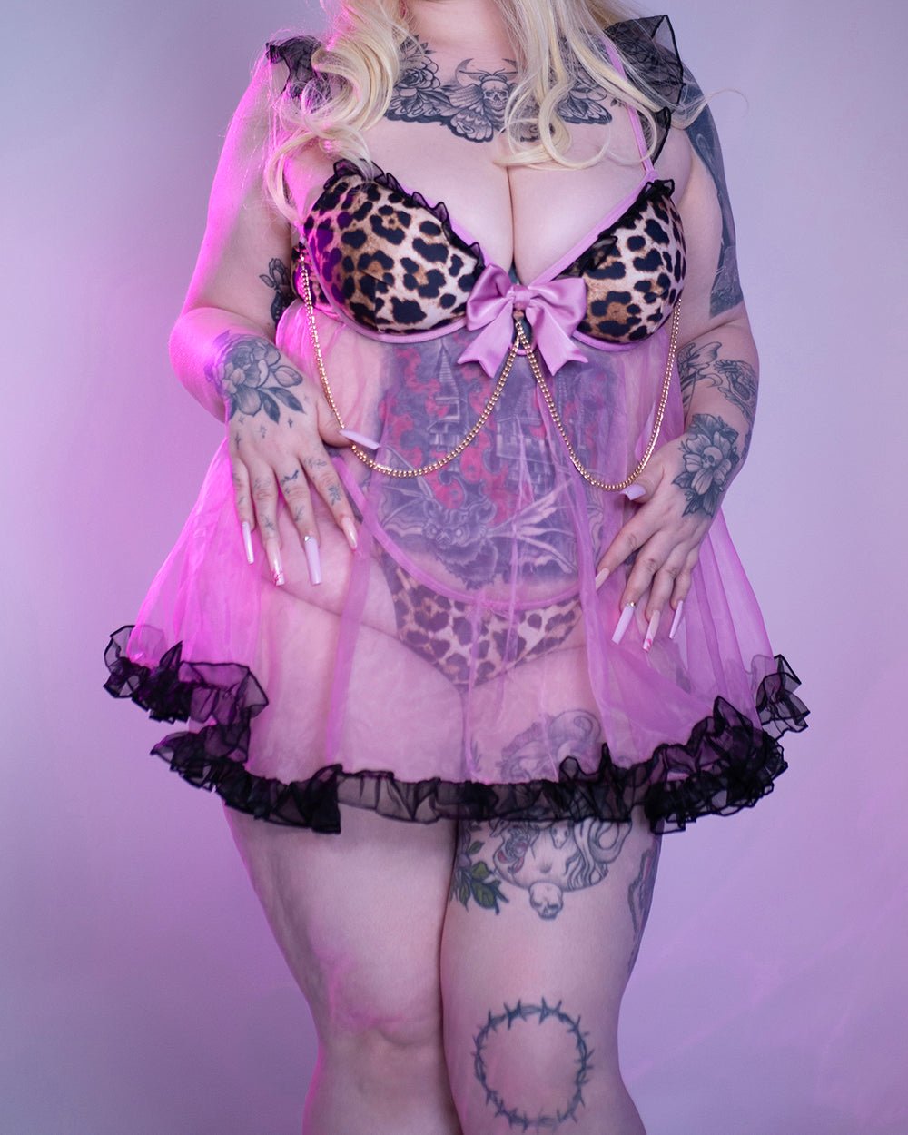 Leopard Gyaru Babydoll Lingerie Set